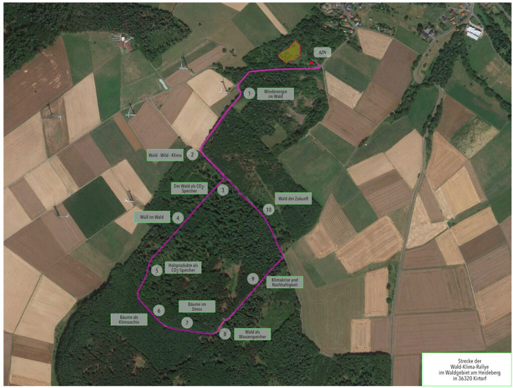 Streckenplan der Wald-Klima-Rallye